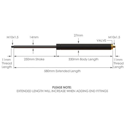 Adjustable gas strut - adjustable, 14-28-250